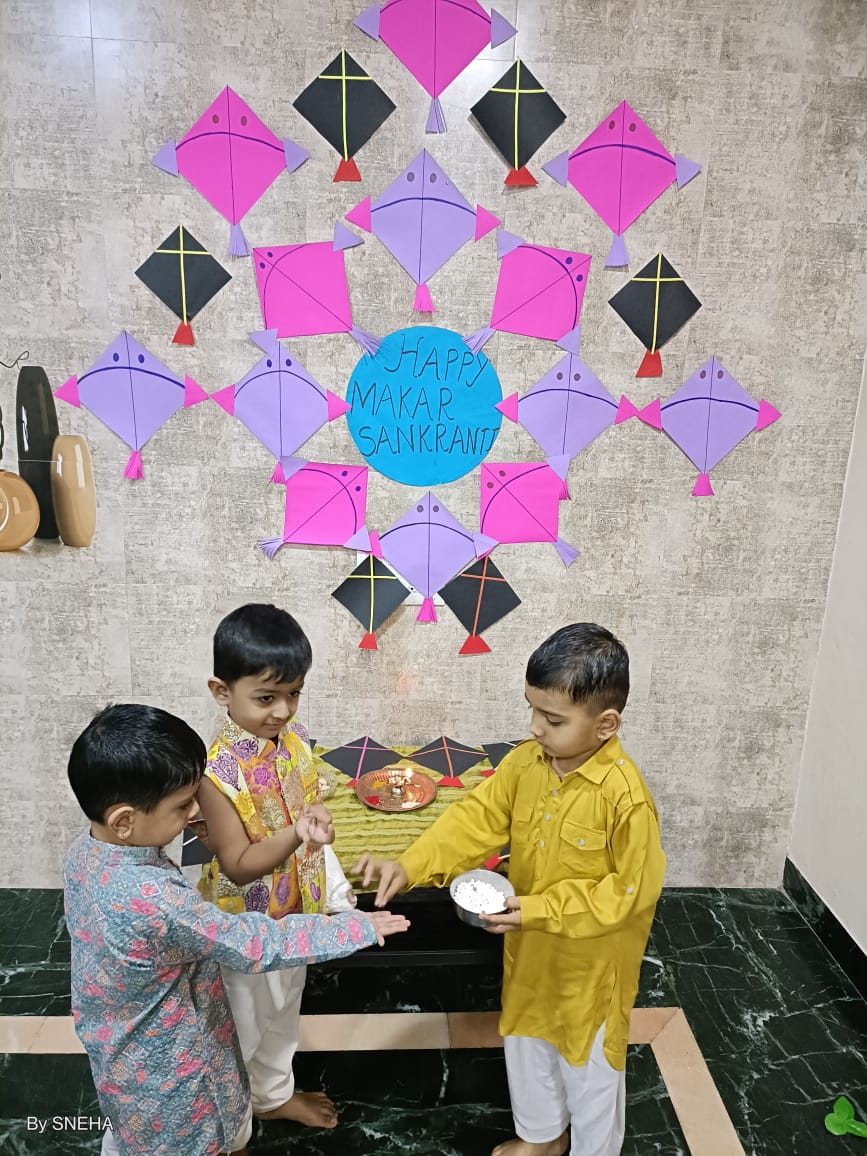 Children celebrating Makar Sankranti festival at Pavilion Pre-Primary School